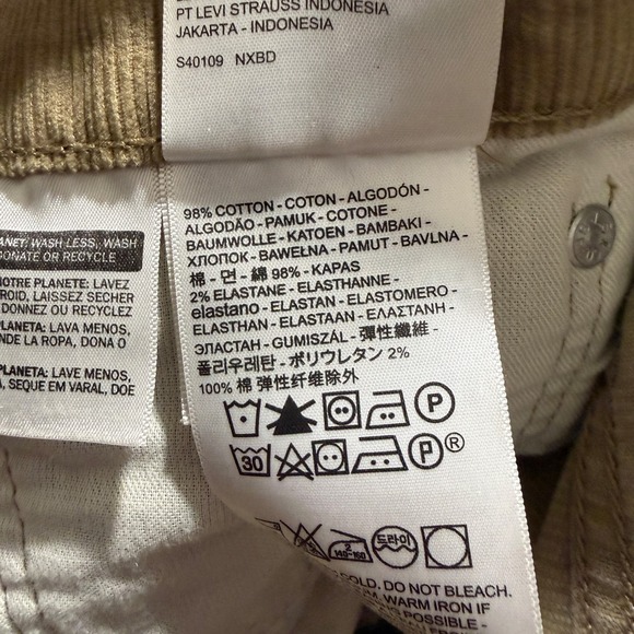 Levis 502 Corduroy Pants Mens 38x32 Beige Relaxed Straight Leg Jeans White Tab - Picture 13 of 16